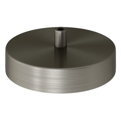Lamp base diam 120mm BRUSHED STEEL with counterweight, side socket and softpad