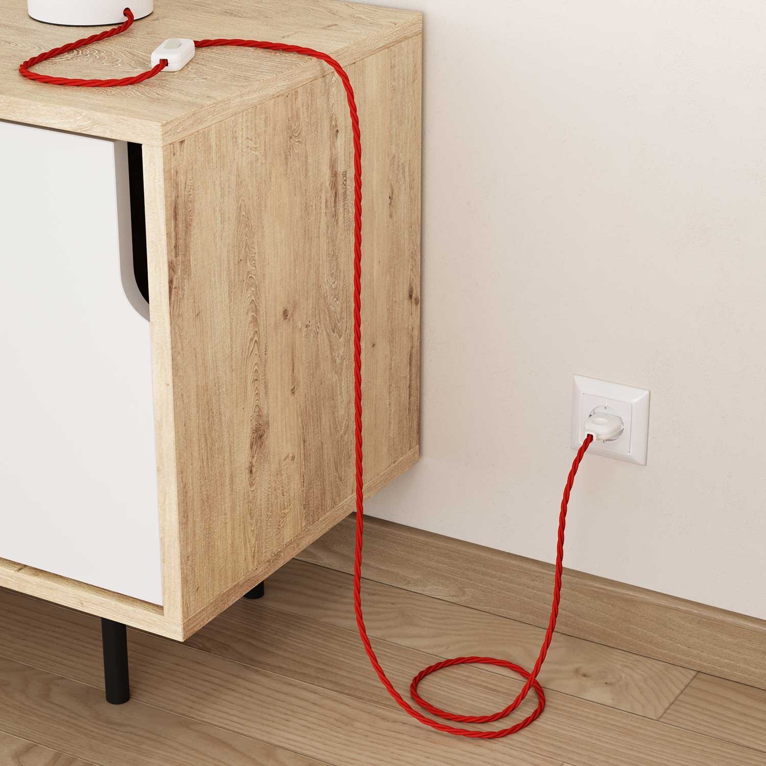 Red Rayon covered Twisted electric cable 2x18 AWG - TM09
