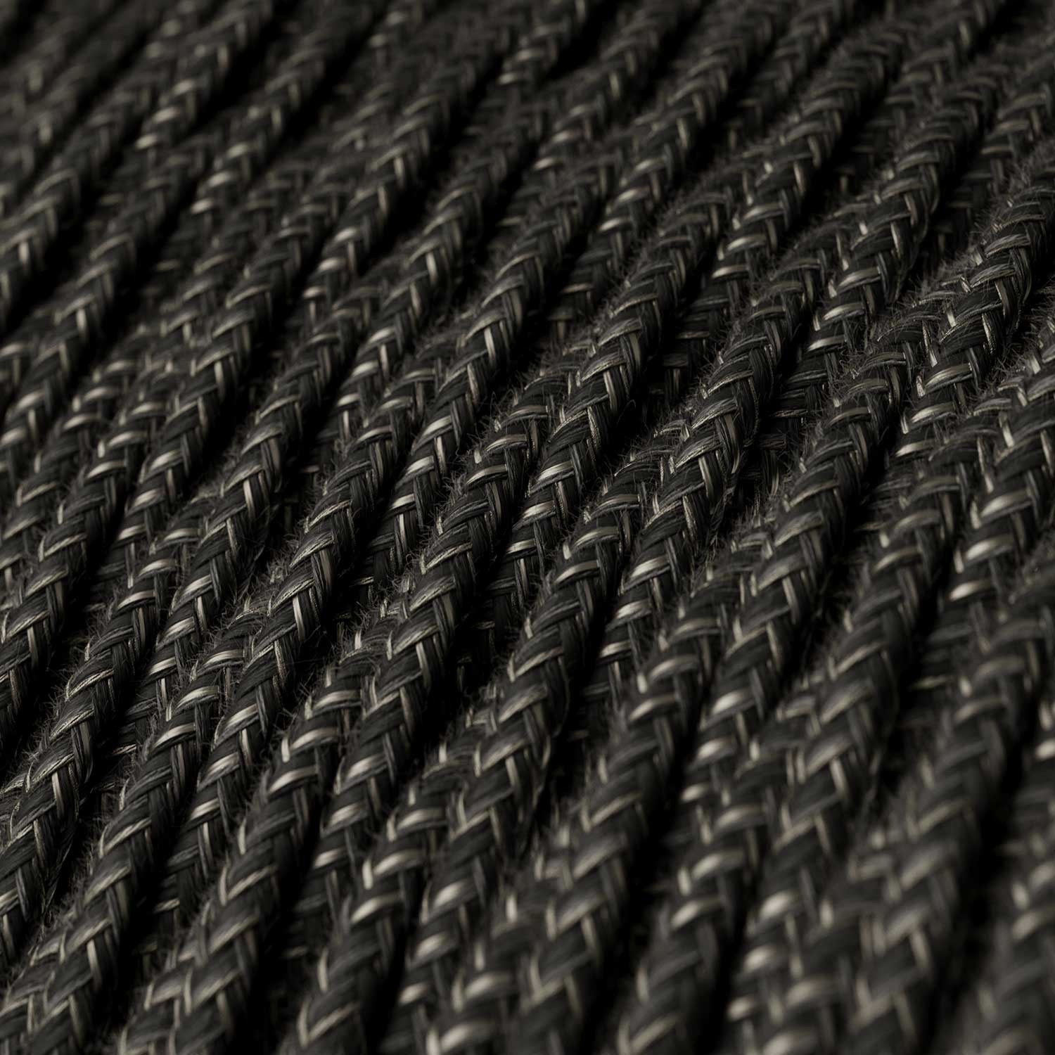 Charcoal Linen covered Twisted electric cable 2x18 AWG - TN03