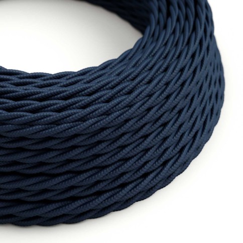 Dark Blue Rayon covered Twisted electric cable 2x18 AWG - TM20