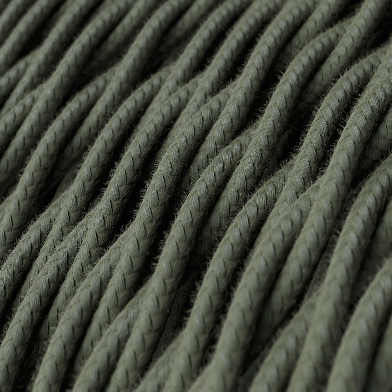Gray Green Cotton covered Twisted electric cable 2x18 AWG - TC63