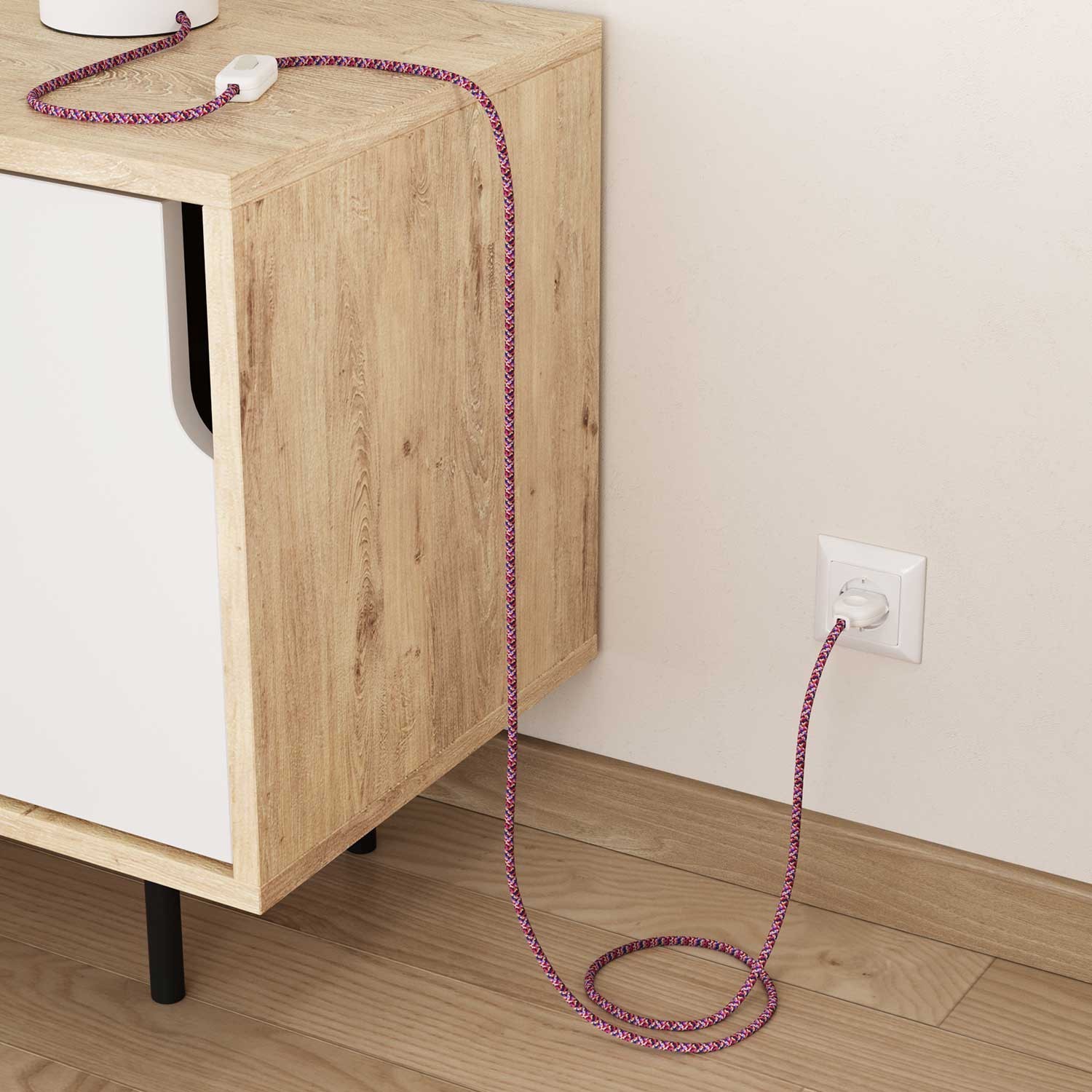 Pixel Pink covered Round electric cable 3x18 AWG - RX00