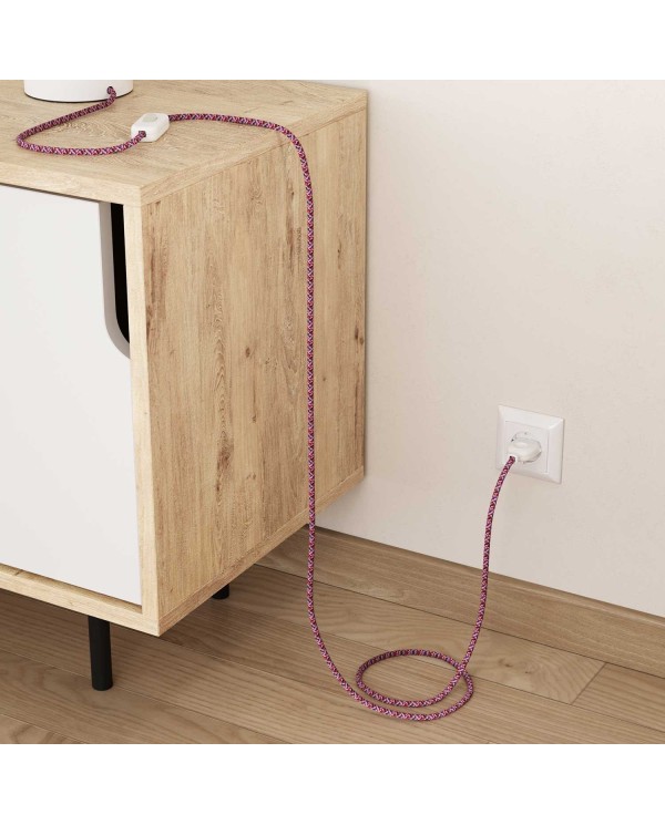 Pixel Pink covered Round electric cable 3x18 AWG - RX00