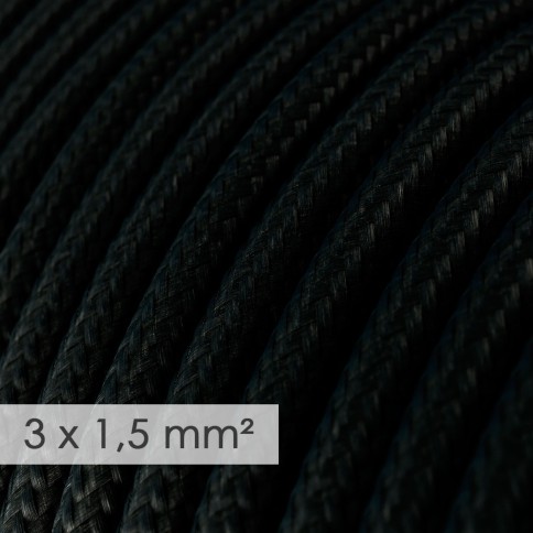 Extension Cord - Round Black Rayon RM04 - 15/3 AWG