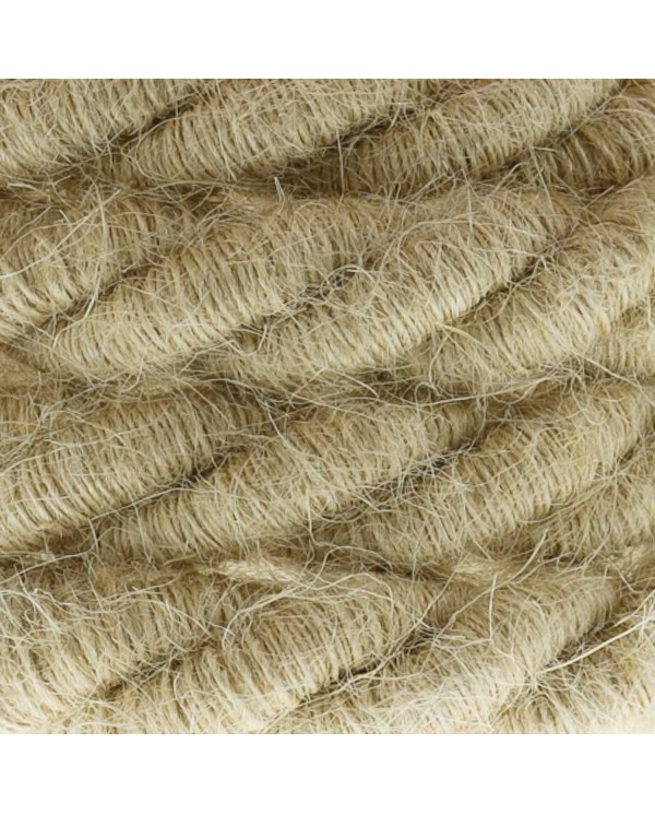 XL Rope electrical wire 18/3 AWG wire inside. Rough Jute Fabric covering. 16mm.