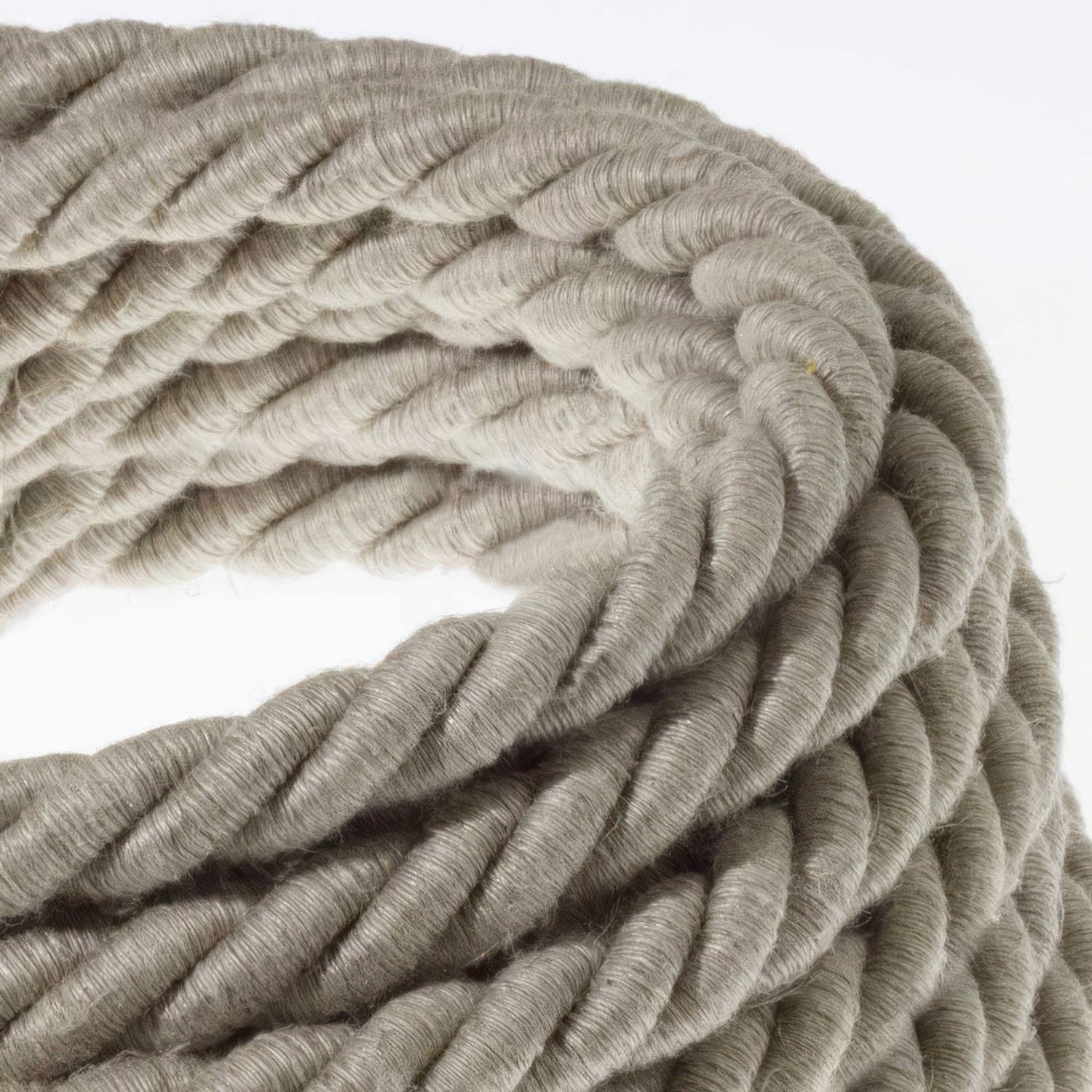 XL Rope electrical wire 18/3 AWG wire inside. Natural Linen Fabric. 16mm.