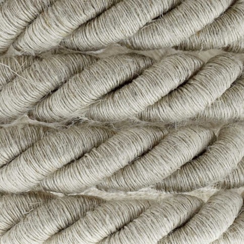 XL Rope electrical wire 18/3 AWG wire inside. Natural Linen Fabric. 16mm.