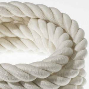 2XL Rope electrical wire 18/3 AWG wire inside. Raw Cotton Fabric. 24mm.