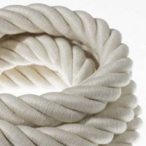 3XL Rope electrical wire 18/3 AWG wire inside. Raw Cotton Fabric. 30mm.