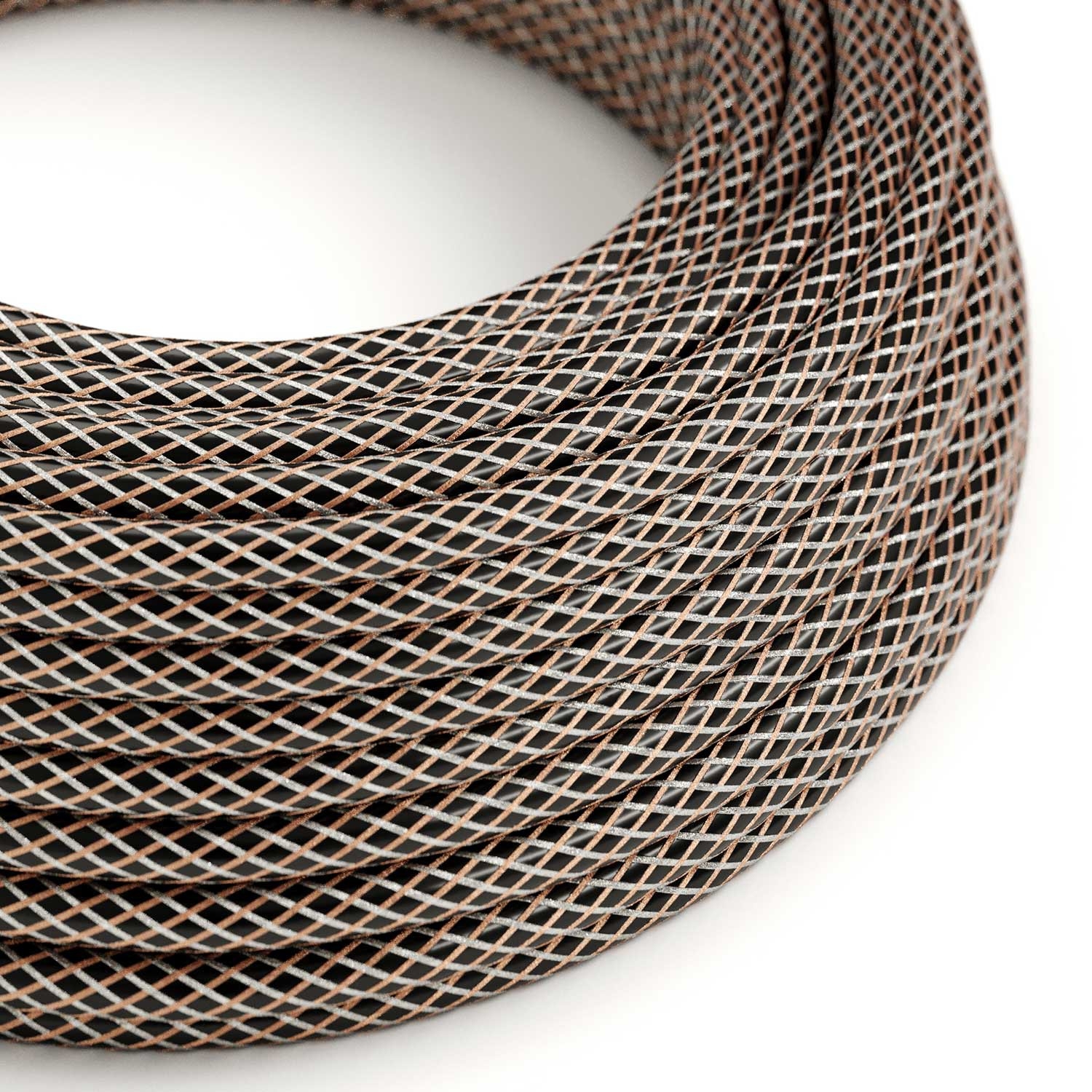 Copper Houndstooth covered Round electric cable - RR03