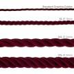 XL Rope electrical wire 18/3 AWG wire inside. Shiny Dark Bordeaux Fabric. 16mm.