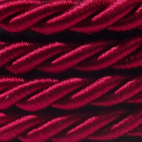 XL Rope electrical wire 18/3 AWG wire inside. Shiny Dark Bordeaux Fabric. 16mm.