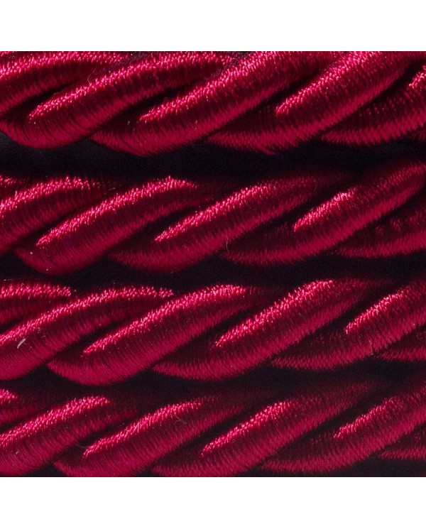 XL Rope electrical wire 18/3 AWG wire inside. Shiny Dark Bordeaux Fabric. 16mm.