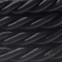 XL Rope electrical wire 18/3 AWG wire inside. Shiny Black Fabric. 16mm.