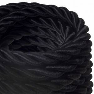 2XL Rope electrical wire 18/3 AWG wire inside. Shiny Black Fabric. 24mm.