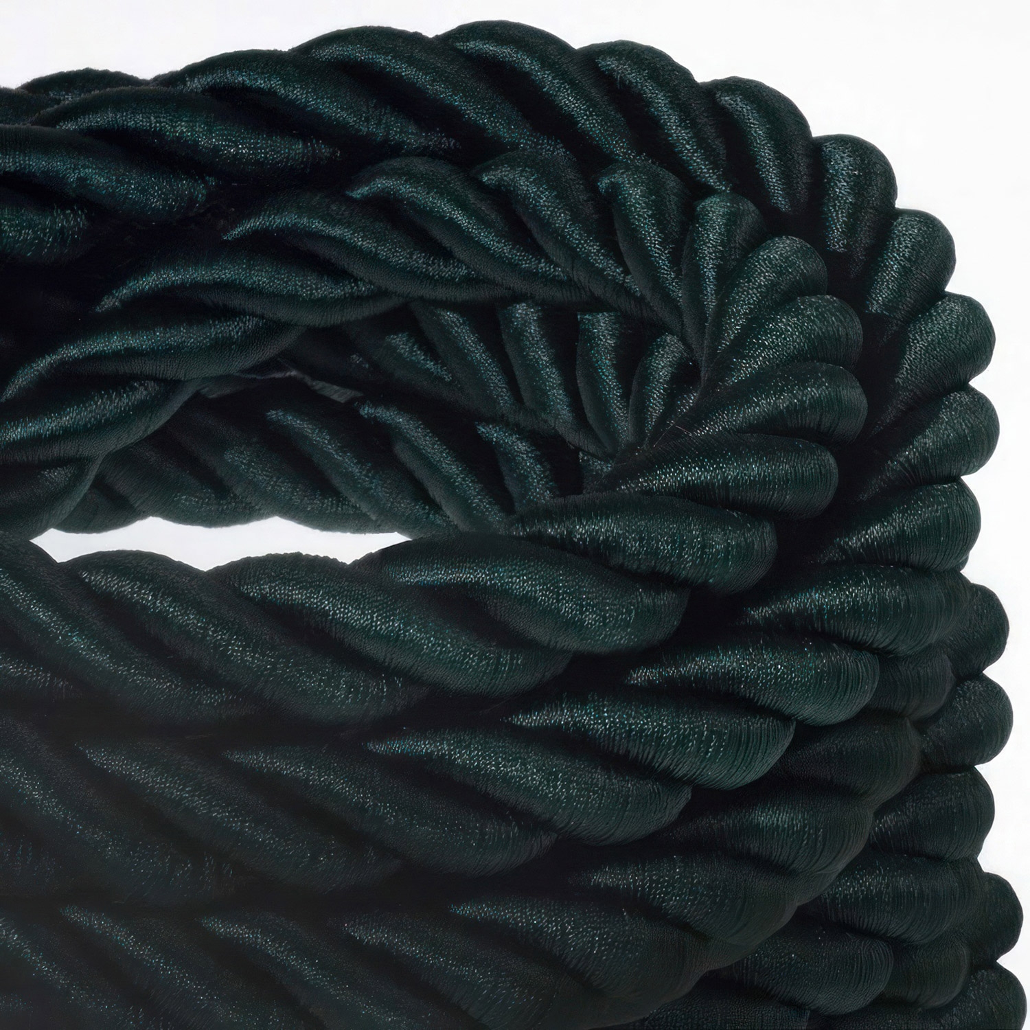 2XL Rope electrical wire 18/3 AWG wire inside. Shiny Dark Green Fabric. 24mm.
