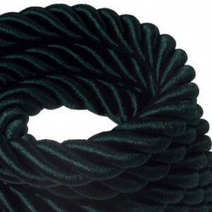 3XL Rope electrical wire 18/3 AWG wire inside. Shiny Dark Green Fabric. 30mm.