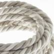XL Rope electrical wire 18/3 AWG wire inside. Natural Linen and Raw Cotton Fabric. 16mm.
