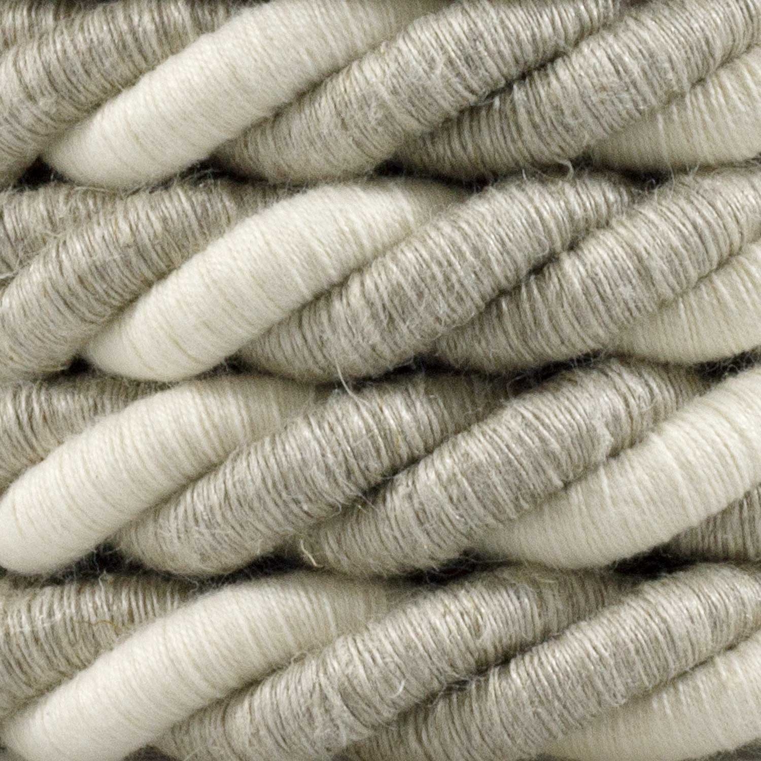 XL Rope electrical wire 18/3 AWG wire inside. Natural Linen and Raw Cotton Fabric. 16mm.