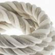 3XL Rope electrical wire 18/3 AWG wire inside. Natural Linen and Raw Cotton Fabric. 30mm.