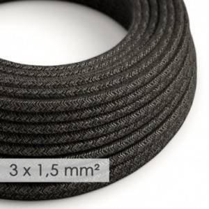 Extension Cord - Round Charcoal Linen RN03 - 15/3 AWG