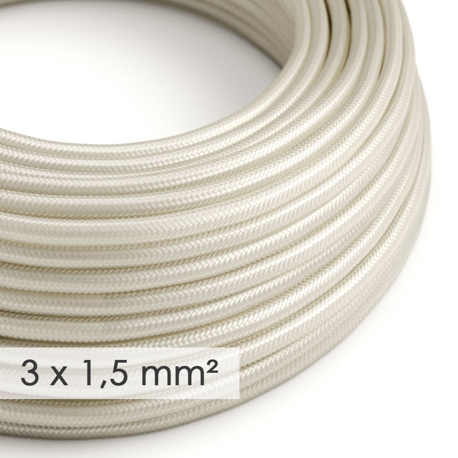 Extension Cord - Round Ivory Rayon RM00 - 15/3 AWG
