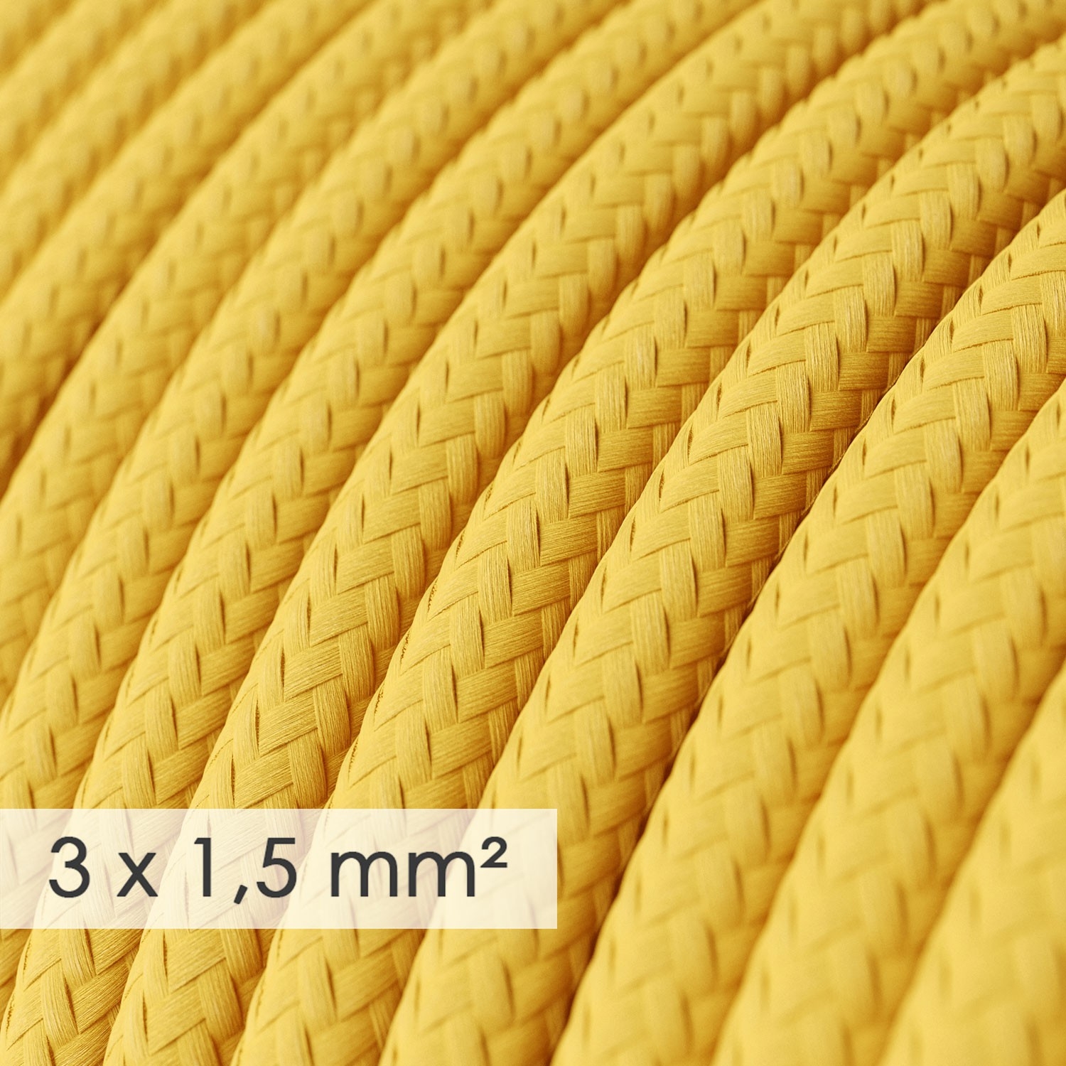 Extension Cord - Round Yellow Rayon RM10 - 15/3 AWG