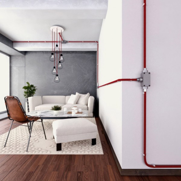 Creative-Tube flexible conduit, Red Rayon (RM09) fabric covering, 20 mm diameter