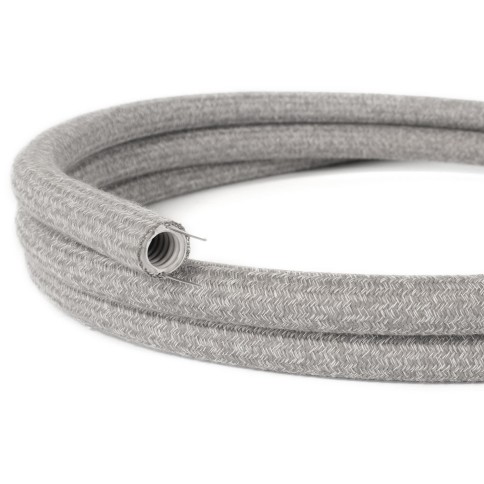 Creative-Tube flexible conduit, Grey Natural Linen (RN02) fabric covering, 20 mm diameter