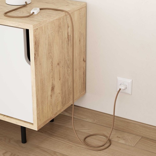 Round Electric Vertigo HD Cable covered by White and Whiskey fabric ERM49