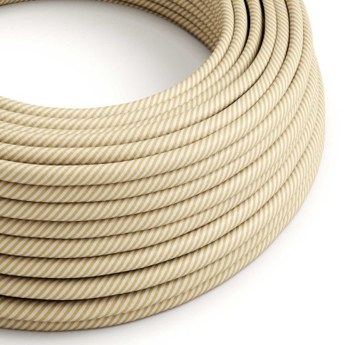 Round Electric Vertigo HD Cable covered by Cream and Nut Thin Stripes fabric ERM53