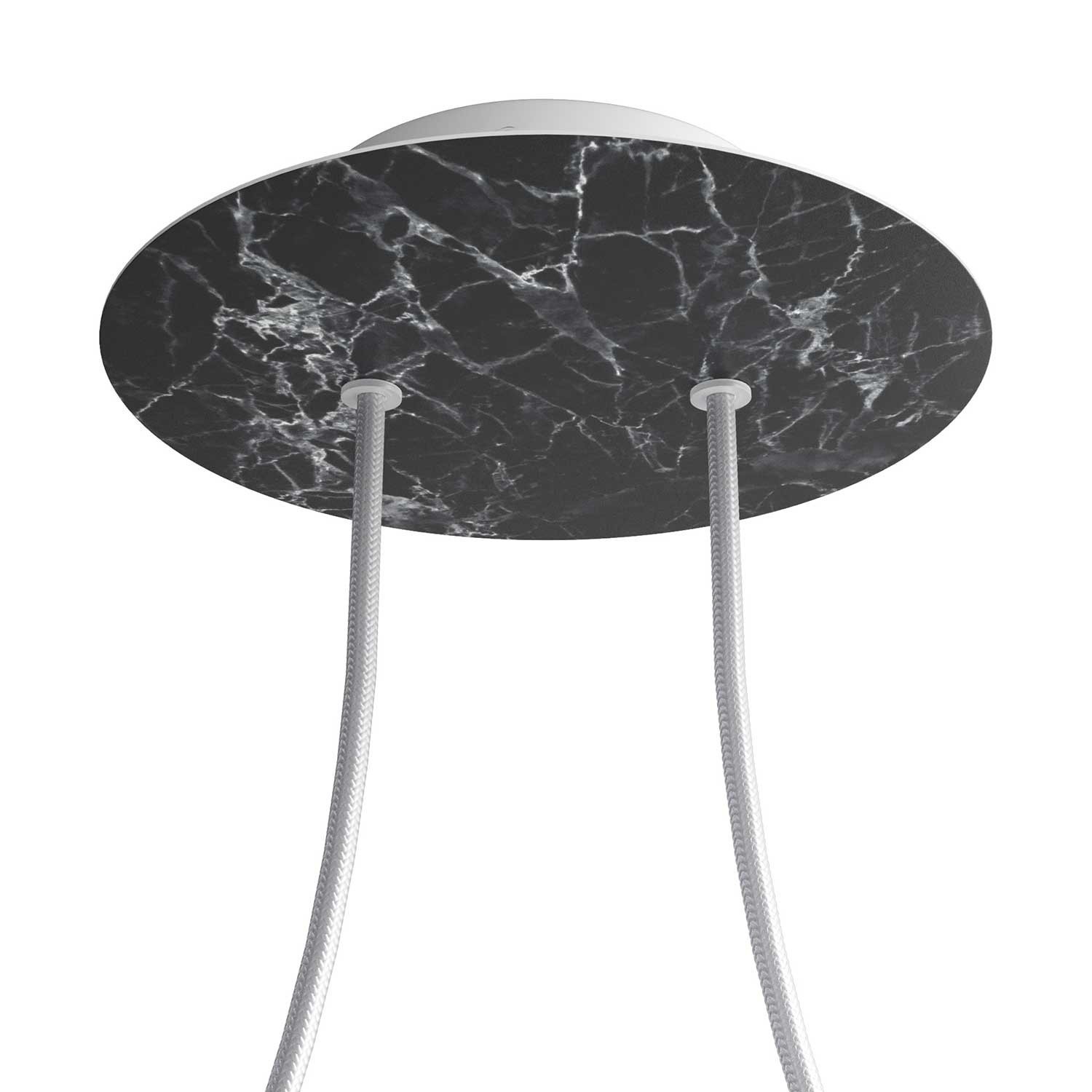 2 Holes - LARGE Round Ceiling Canopy Kit - Rose One System - Marble Marquina