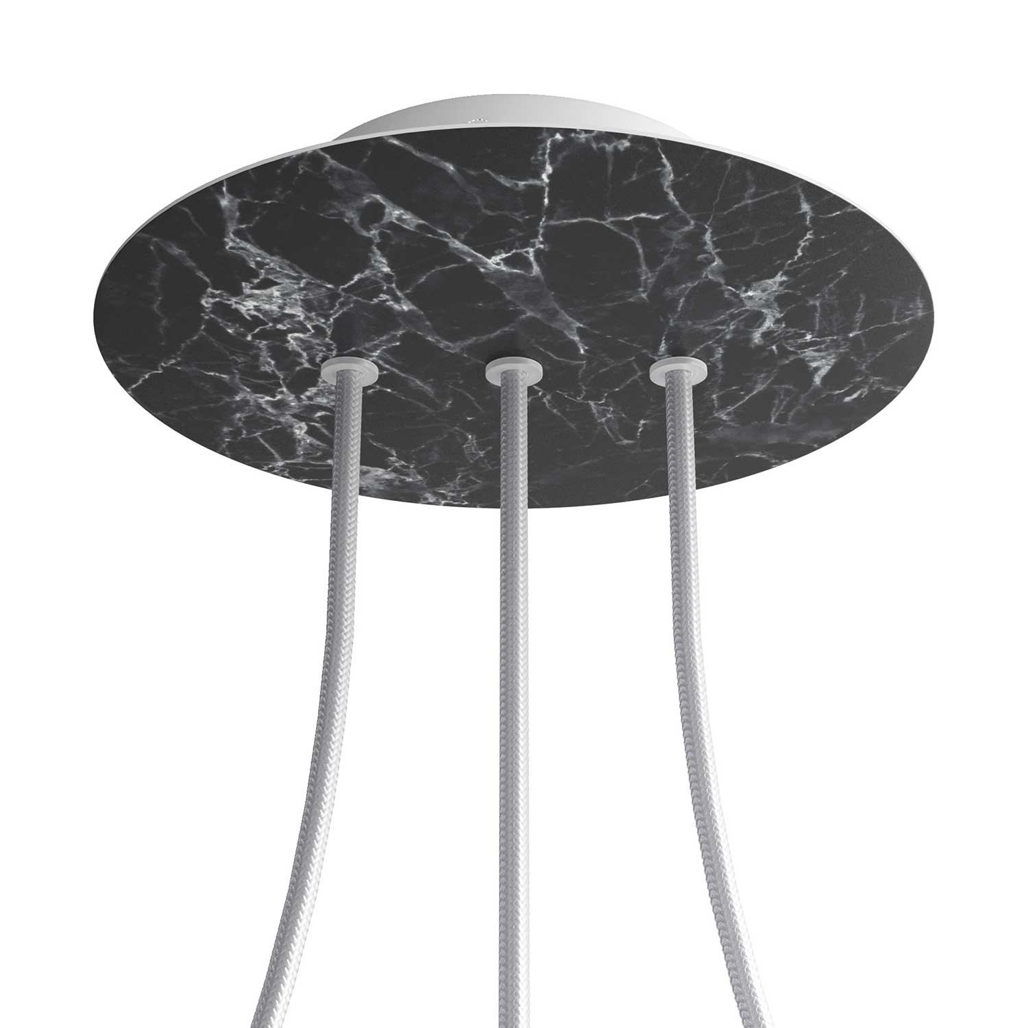 3 In-line Holes - LARGE Round Ceiling Canopy Kit - Rose One System - Marble Marquina