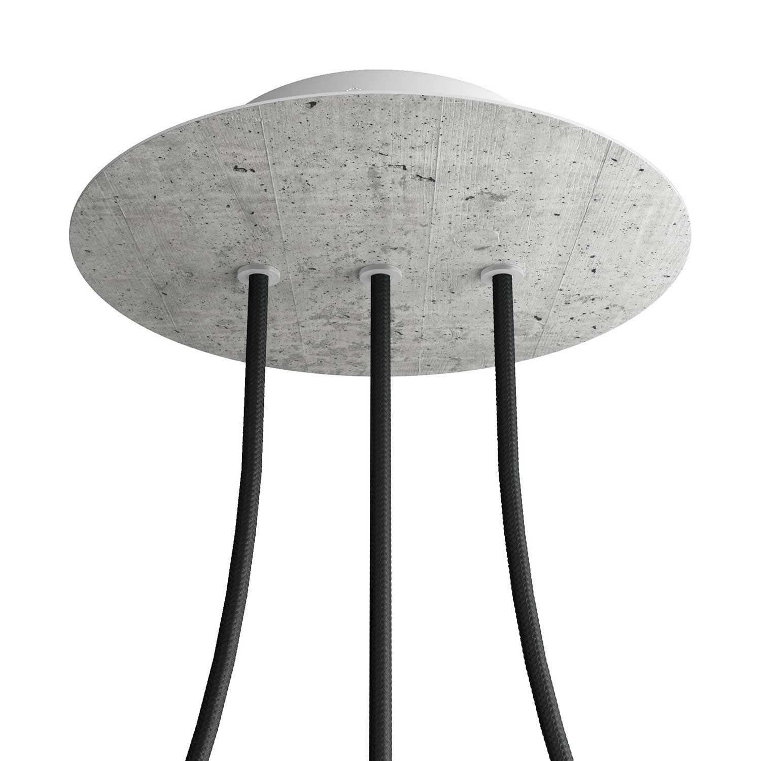 3 In-line Holes - LARGE Round Ceiling Canopy Kit - Rose One System - Concrete
