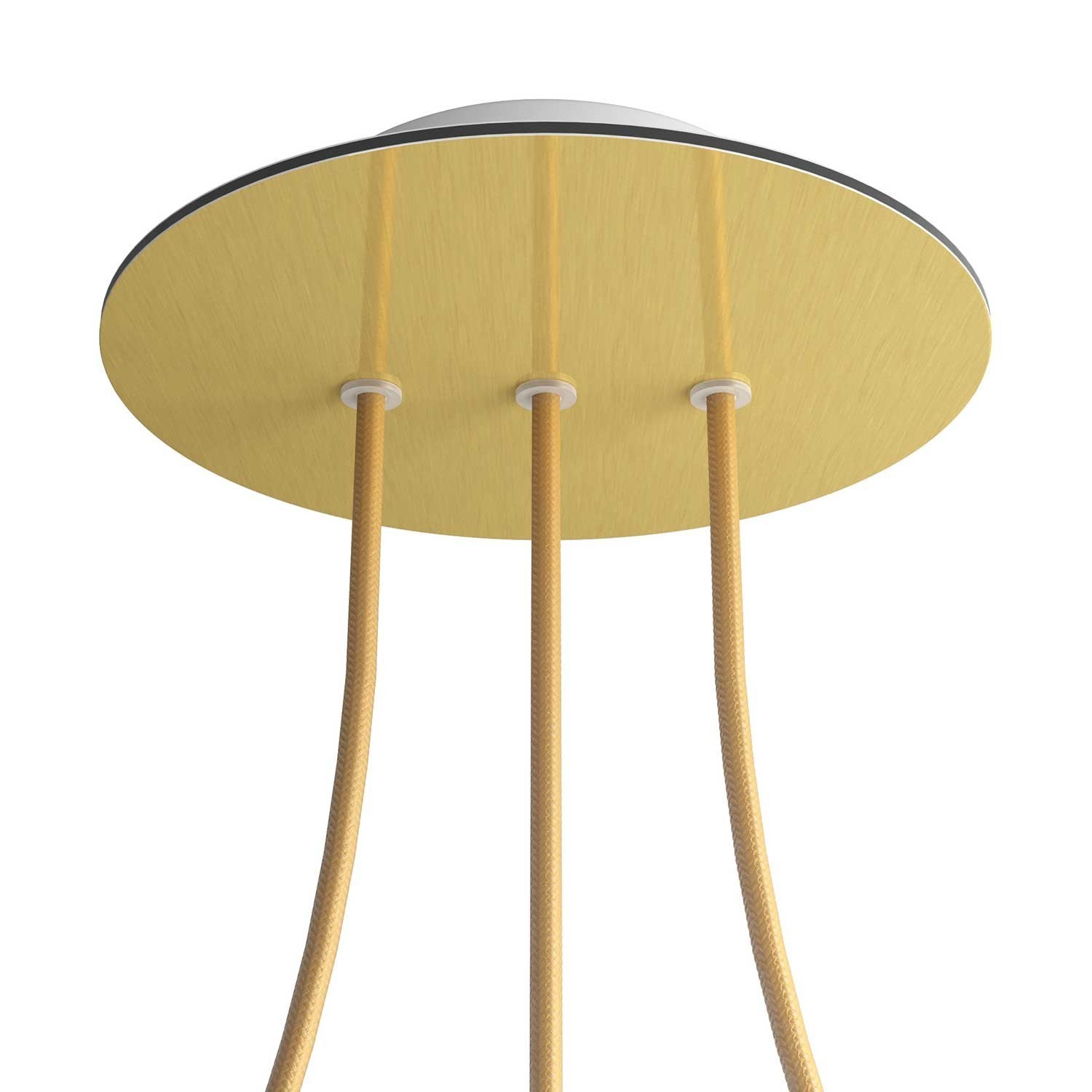 3 In-line Holes - LARGE Round Ceiling Canopy Kit - Rose One System - Satin Brass Dibond