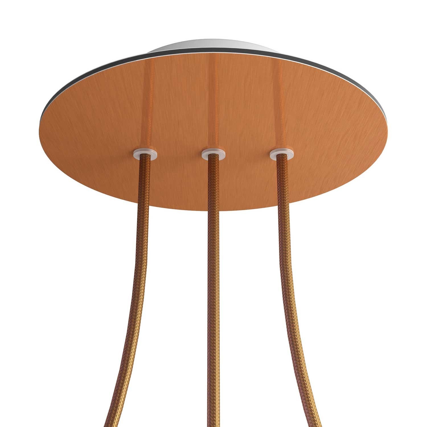 3 In-line Holes - LARGE Round Ceiling Canopy Kit - Rose One System - Satin Copper Dibond
