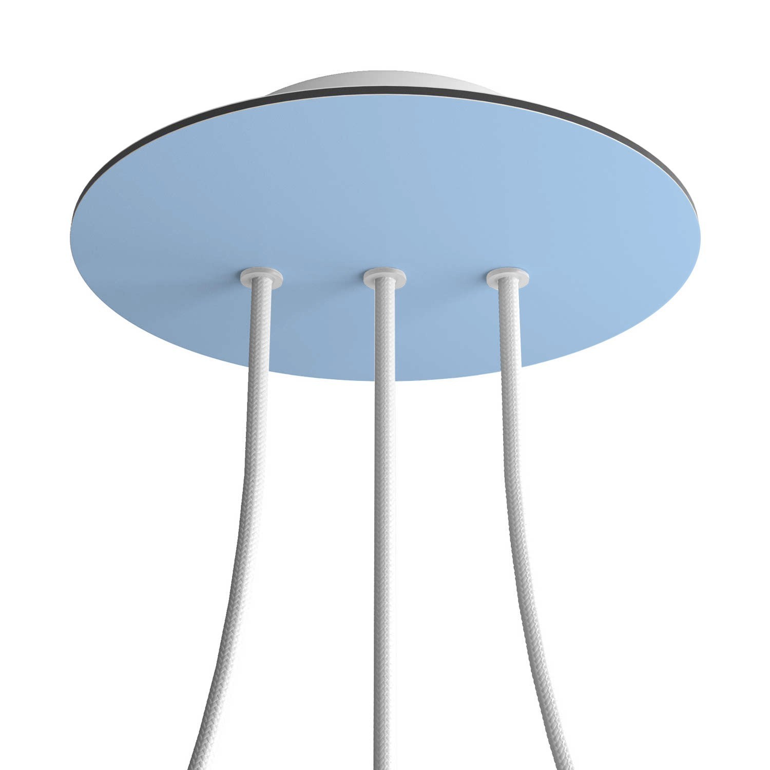3 In-line Holes - LARGE Round Ceiling Canopy Kit - Rose One System - Soft blue