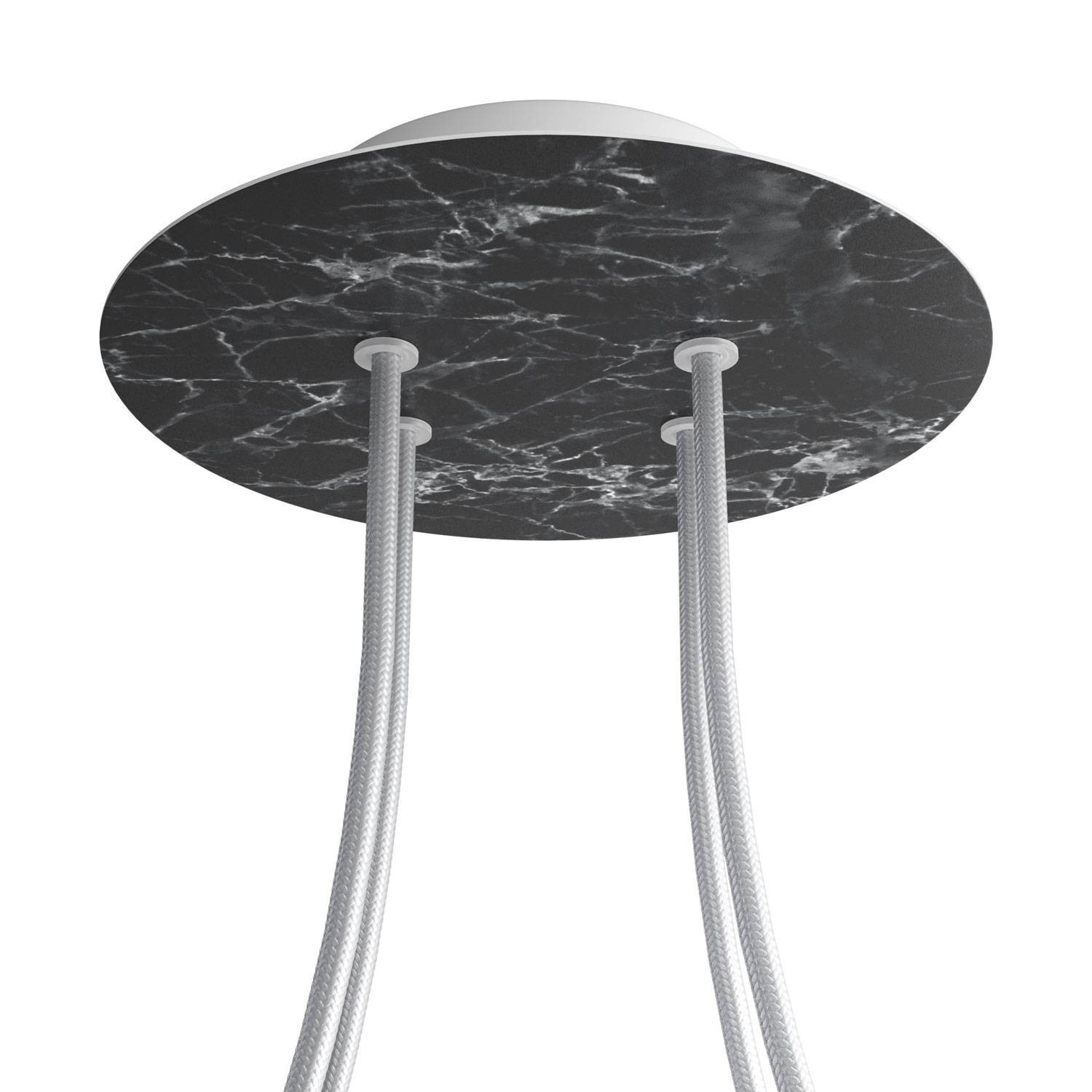 4 Holes - LARGE Round Ceiling Canopy Kit - Rose One System - Marble Marquina