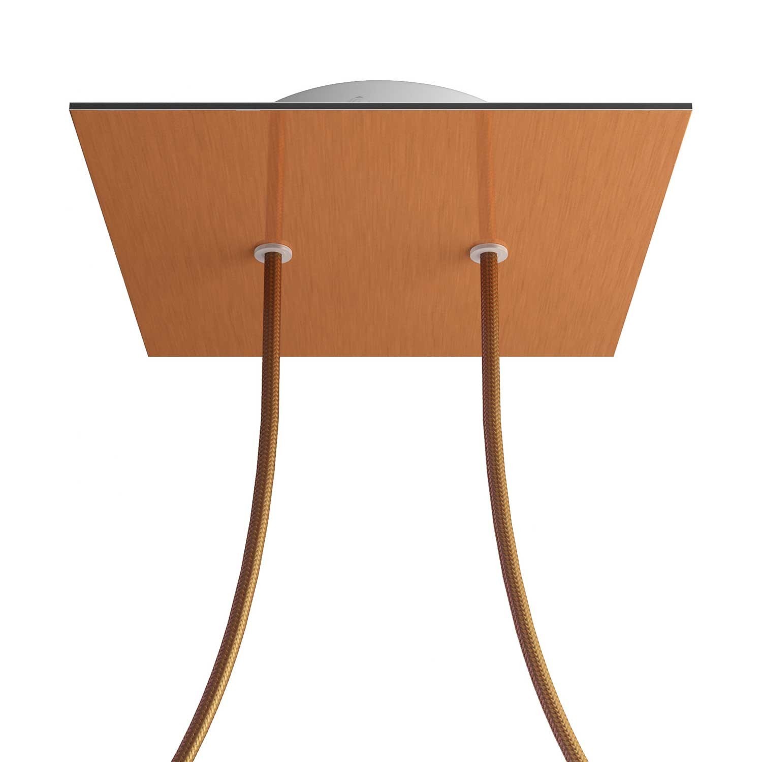 2 Holes - LARGE Square Ceiling Canopy Kit - Rose One System - Satin Copper Dibond
