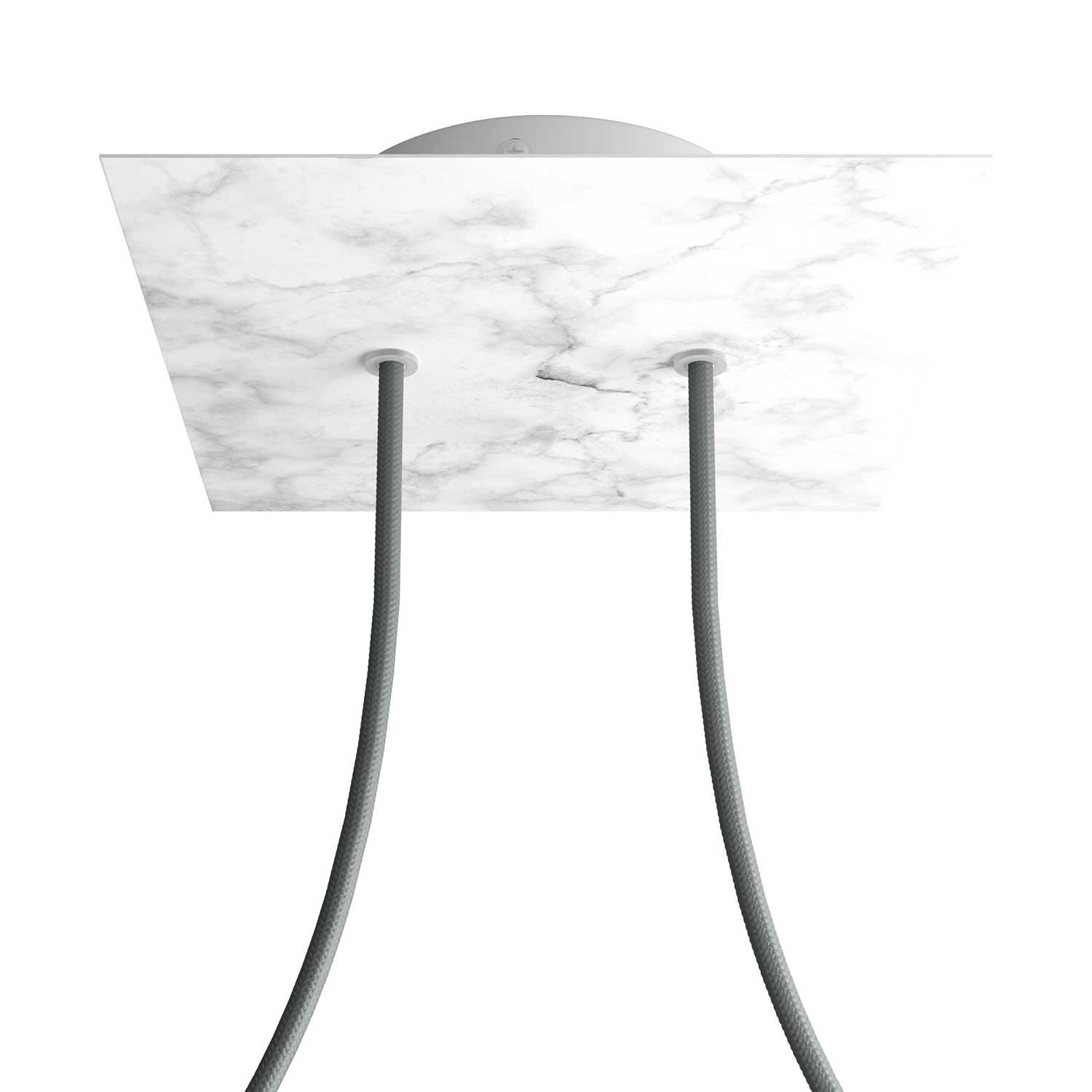 2 Holes - LARGE Square Ceiling Canopy Kit - Rose One System - Marble Carrara