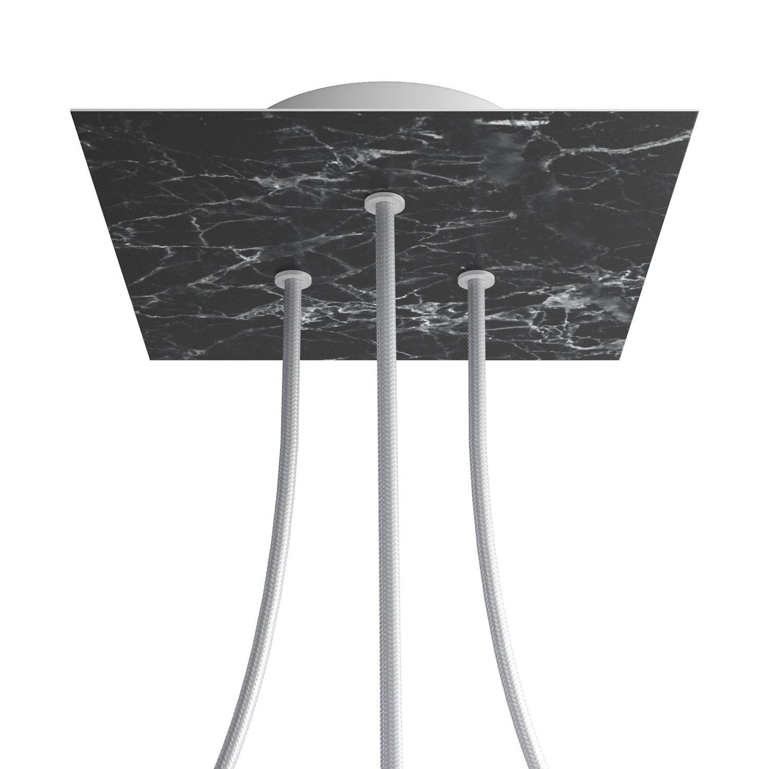 3 Holes - LARGE Square Ceiling Canopy Kit - Rose One System - Marble Marquina