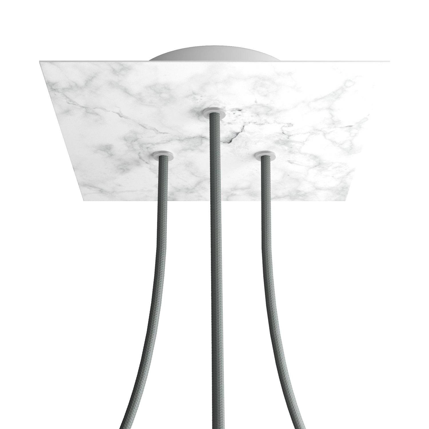 3 Holes - LARGE Square Ceiling Canopy Kit - Rose One System - Marble Carrara