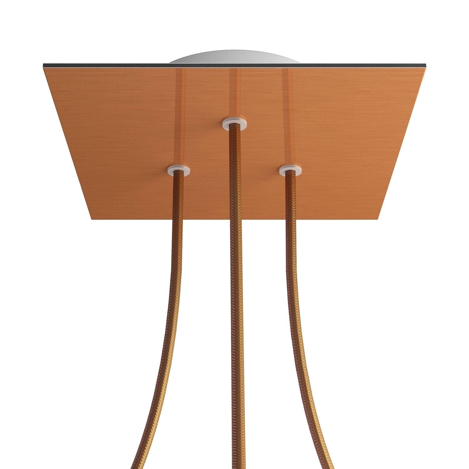 3 Holes - LARGE Square Ceiling Canopy Kit - Rose One System - Satin Copper Dibond