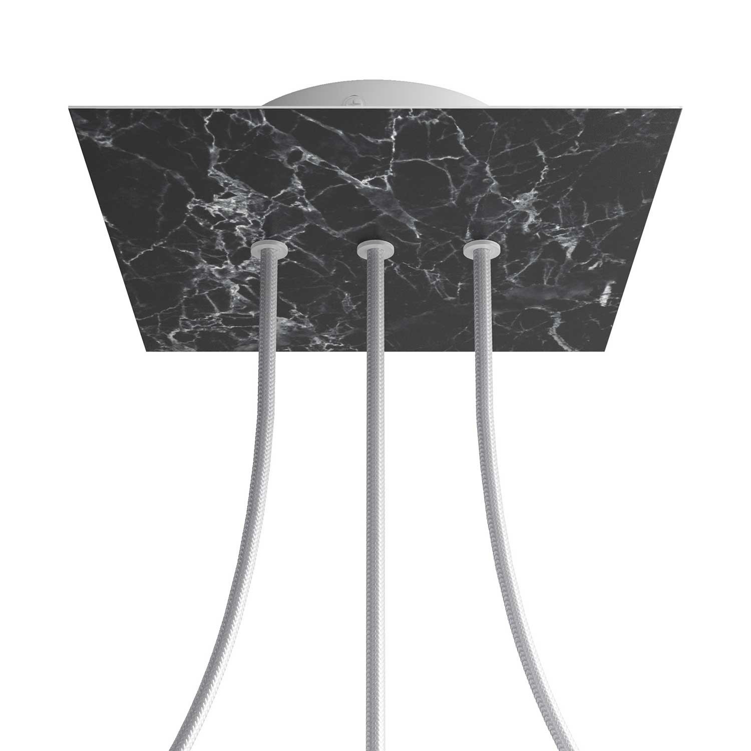 3 In-line Holes - LARGE Square Ceiling Canopy Kit - Rose One System - Marble Marquina