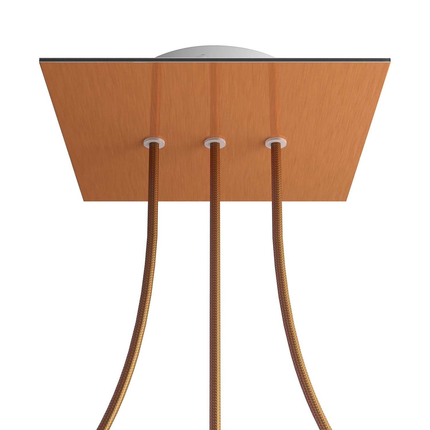 3 In-line Holes - LARGE Square Ceiling Canopy Kit - Rose One System - Satin Copper Dibond