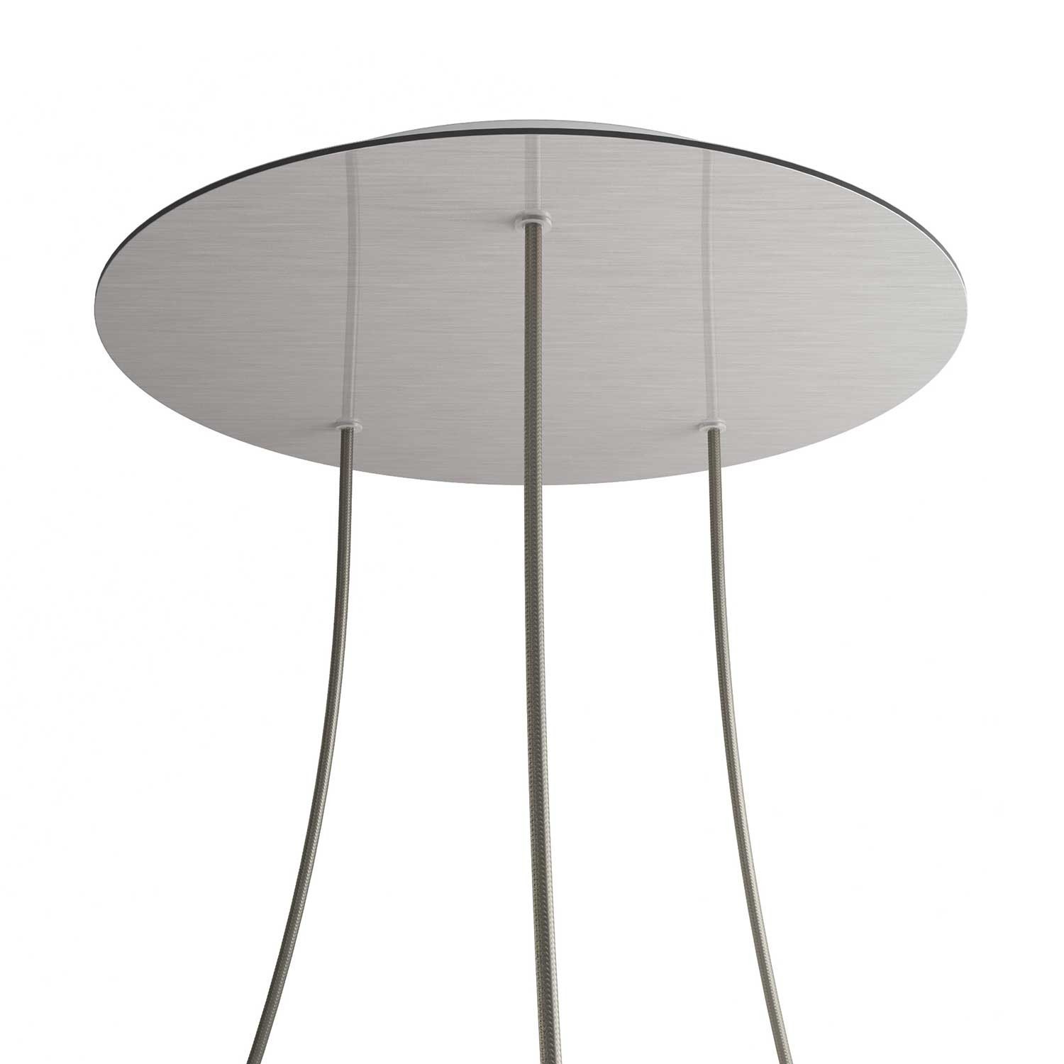 3 Holes - EXTRA LARGE Round Ceiling Canopy Kit - Rose One System - Satin Steel Dibond