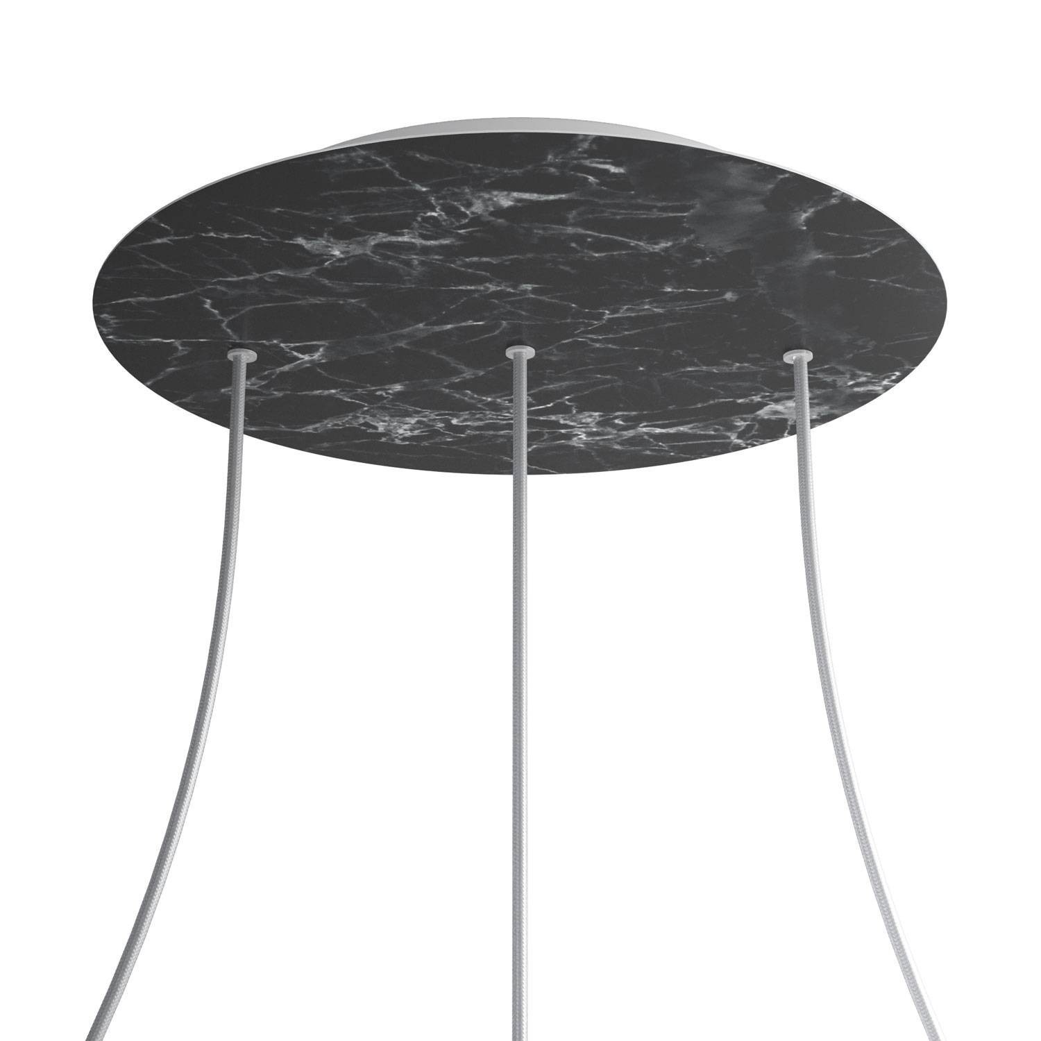 3 In-line Holes - EXTRA LARGE Round Ceiling Canopy Kit - Rose One System - Marble Marquina