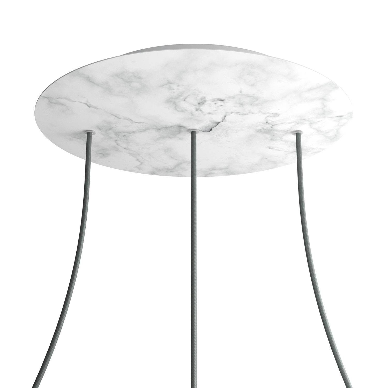 3 In-line Holes - EXTRA LARGE Round Ceiling Canopy Kit - Rose One System - Marble Carrara
