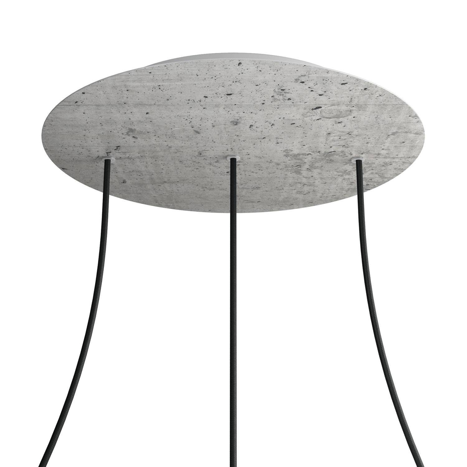 3 In-line Holes - EXTRA LARGE Round Ceiling Canopy Kit - Rose One System - Concrete