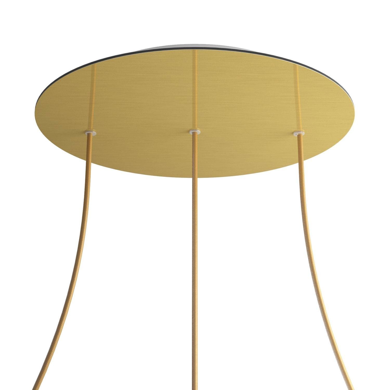 3 In-line Holes - EXTRA LARGE Round Ceiling Canopy Kit - Rose One System - Satin Brass Dibond